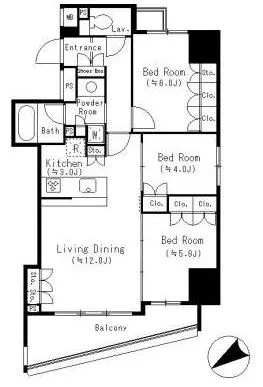 リビオ目黒リバーサウス 4階 70.48㎡