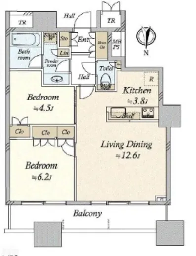 パークタワーグランスカイ 25階 61.16㎡