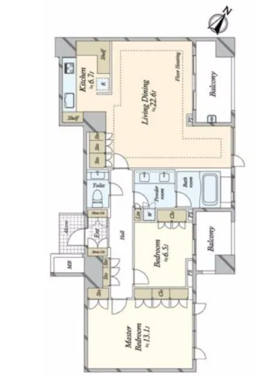 フォレセーヌ赤坂氷川町 7F