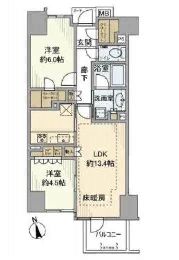 プラウド銀座東レジデンス 9階 58.05㎡