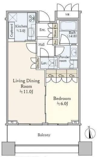 パークタワー目黒 6階 47.67㎡