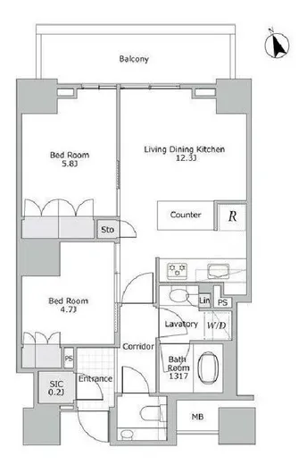 ザ・パークハウス三田ガーデン　タワー棟 5階 54.02㎡