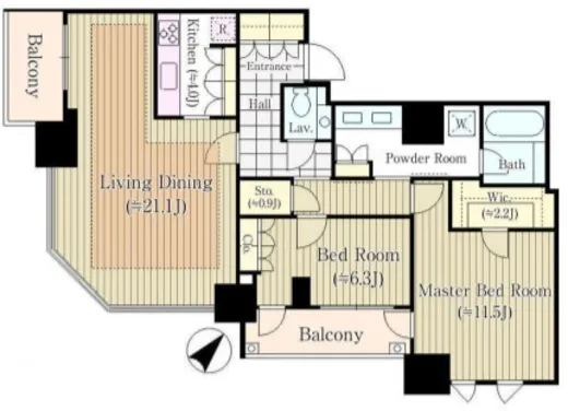 パークコート六本木ヒルトップ 21階 102.39㎡