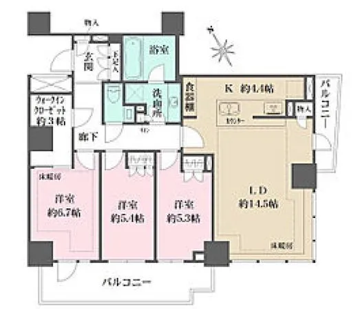 ザ・パークハウス三田ガーデン　タワー棟 4階 85.64㎡