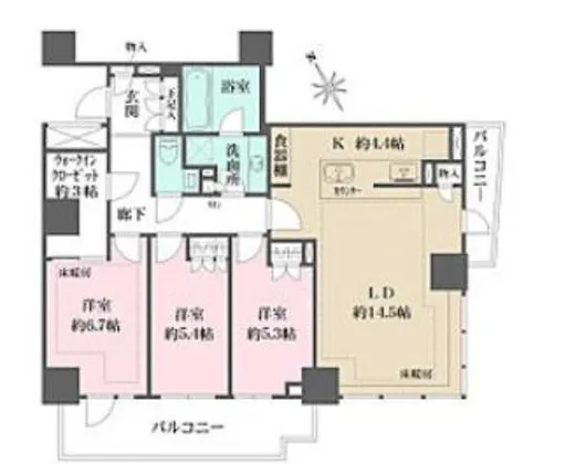 ザ・パークハウス三田ガーデン レジデンス&タワー 9階 85.64㎡