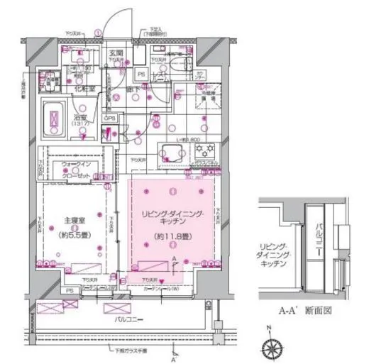 ピアース南麻布 8階 44.66㎡