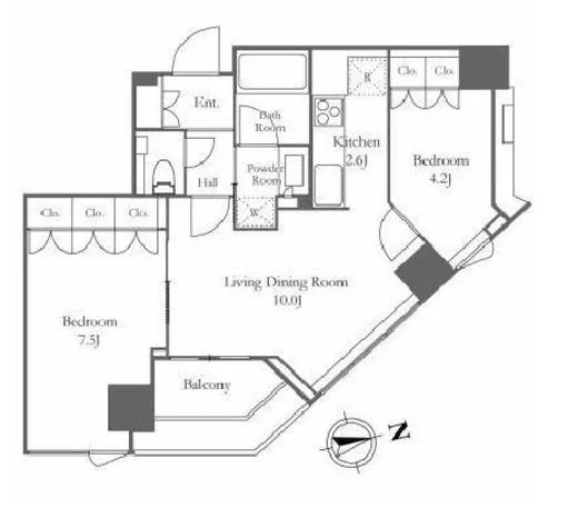 プラウドタワー白金台 12階 54.86㎡