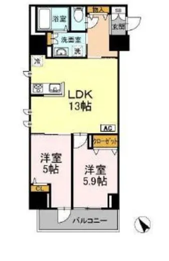 コンシェリア東京ＩＲＩＹＡ　ＳＴＡＴＩＯＮ　ＦＲＯＮＴ 13階 58.88㎡