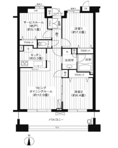 パークビューステージ東陽町 3階 58.97㎡