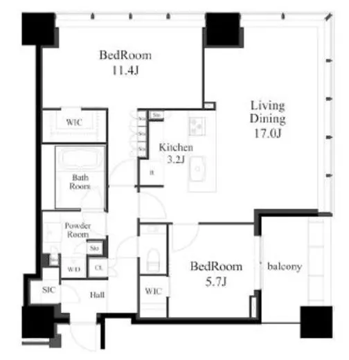 白金ザ・スカイ 25階 84.29㎡