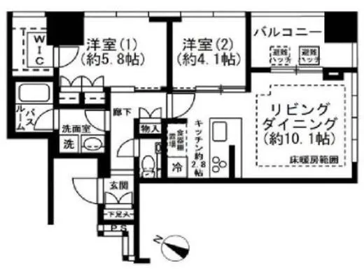 プレミストタワー白金高輪 7階 55.05㎡