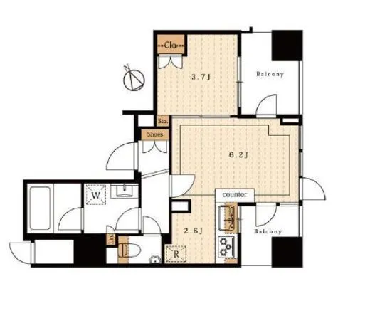 インプレストタワー芝浦エアレジデンス 8階 33.54㎡