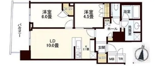 パークタワー晴海 6階 57.38㎡