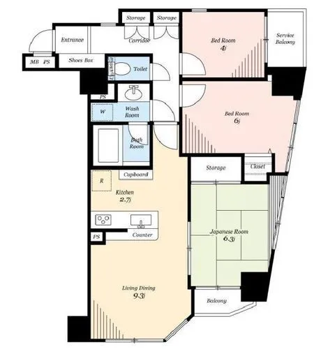 カテリーナ文京千駄木 7階 64.23㎡