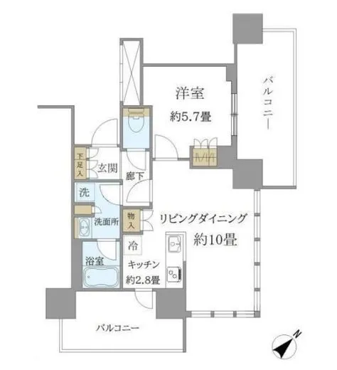 Ｂｒｉｌｌｉａ　Ｔｏｗｅｒ　浜離宮 5階 43.84㎡