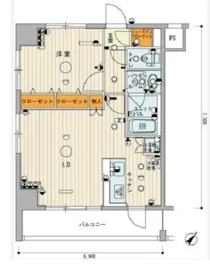 スカイコートお茶の水 5階 44.66㎡
