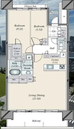 HARUMI FLAG PARK VILLAGE (晴海フラッグ パークヴィレッジ) 12階 86.55㎡