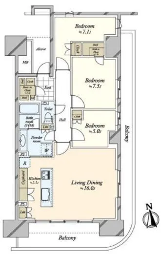 HARUMI FLAG PARK VILLAGE (晴海フラッグ パークヴィレッジ) 7階 92.91㎡