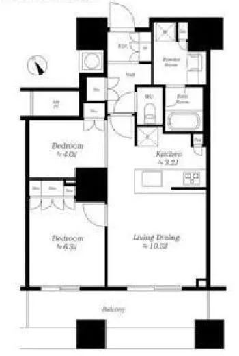 ザ・パークハウス西新宿タワー６０ 37階 56.39㎡