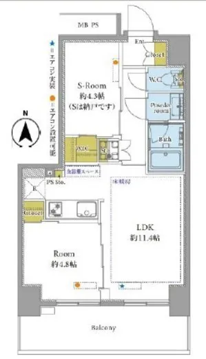 ベイシティ晴海スカイリンクタワー 14階 47.53㎡