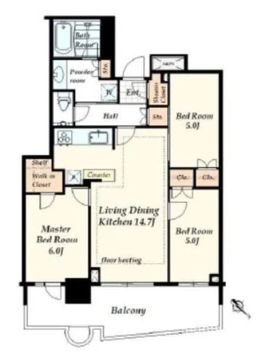 パークタワー勝どきミッド/サウス 23階 68.87㎡