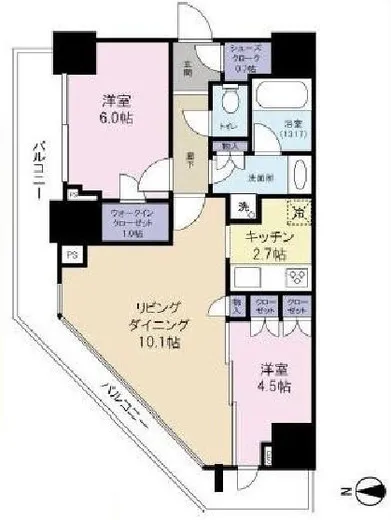 勝どきビュータワー 8階 55.36㎡