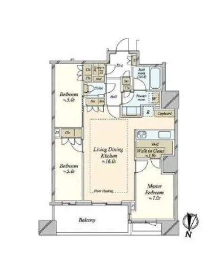 パークタワー勝どきミッド/サウス 13階 74.96㎡