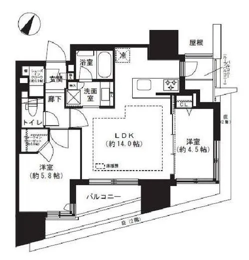 クレストラフィーネ旗の台 3階 54.91㎡