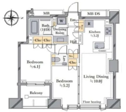 シティタワー上野池之端 10階 55.95㎡