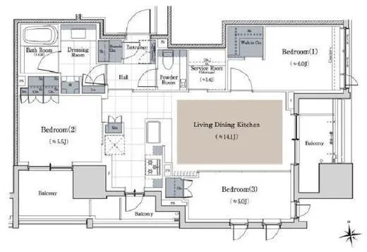 クラッシィハウス大手町ザ・スイート 9階 71.13㎡