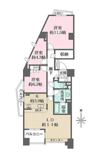 本郷真砂パークハウス壱番館 13階 88.95㎡