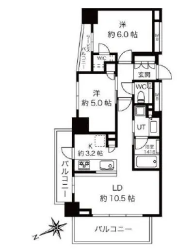 セントラルレジデンス西早稲田 6階 54.65㎡