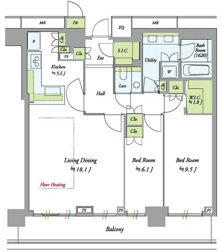 ザ・パークハウス晴海タワーズ　ティアロレジデンス 48階 97.23㎡