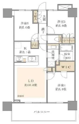 浅草タワー 26階 65.32㎡
