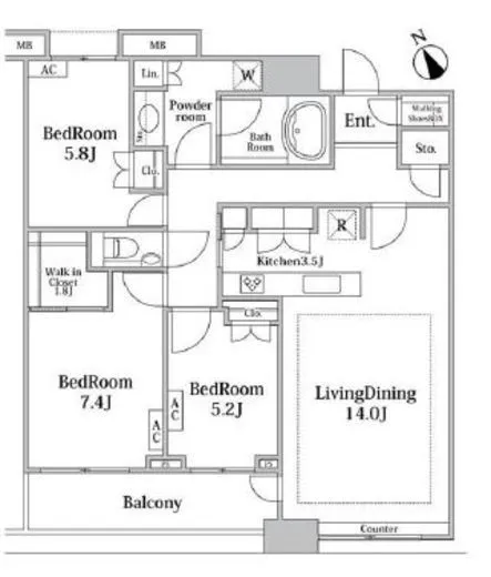 芝浦アイランド グローヴタワー 36階 86.62㎡