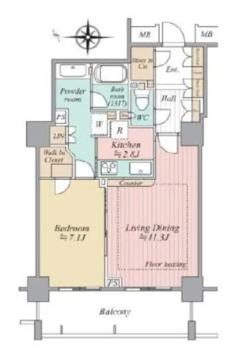キャナルワーフタワーズウエストタワー 8階 56.92㎡