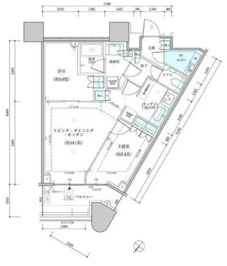パークタワー勝どきミッド/サウス 49階 57.12㎡