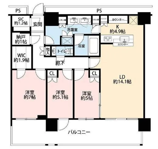 パークタワー品川ベイワード 16階 91.26㎡