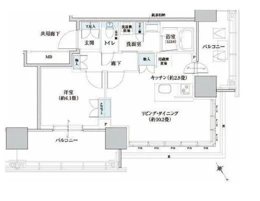 Ｂｒｉｌｌｉａ　Ｔｏｗｅｒ　浜離宮 15階 45.94㎡