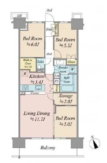 リビオシティ南砂町ステーションサイト 5階 72.3㎡