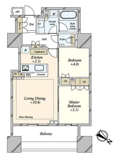 パークタワー渋谷本町 16階 54.62㎡