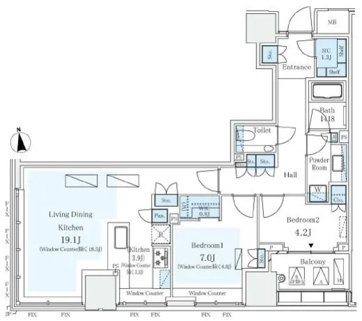 パークコートザ・三番町ハウス 6階 76.12㎡