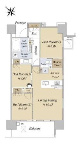 シティハウス巣鴨 9階 63.39㎡