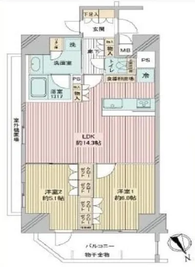 プレシス浅草雷門 2階 58.89㎡