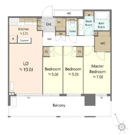 スカイズタワー＆ガーデン 40階 73.48㎡