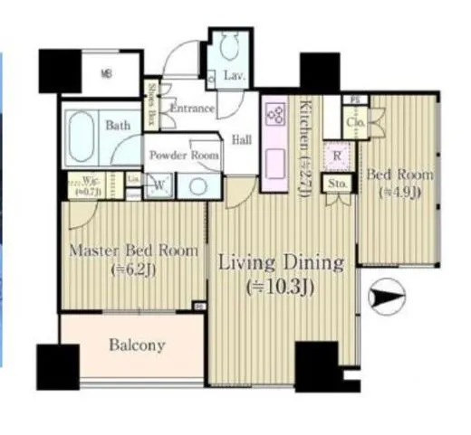 パークタワー芝公園 16階 55.32㎡