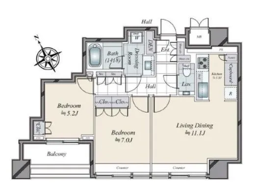 グランスイート麻布台ヒルトップタワー 8階 63.7㎡