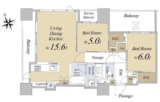 シティタワー虎ノ門 13階 64.73㎡