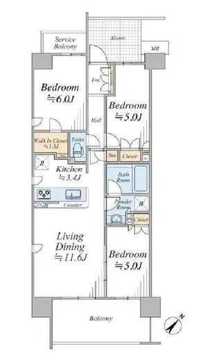 王子飛鳥山ザ・ファーストタワー＆レジデンス 3階 66.43㎡