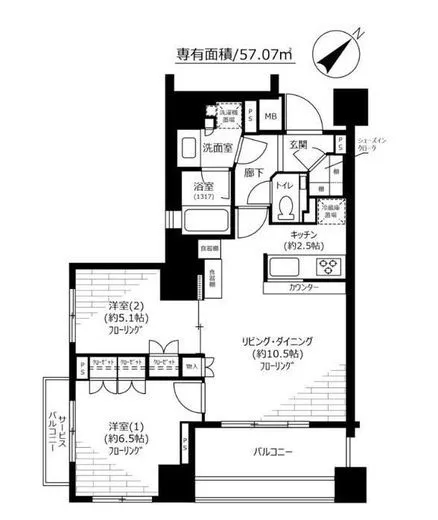 クレヴィア文京本駒込 4階 57.07㎡